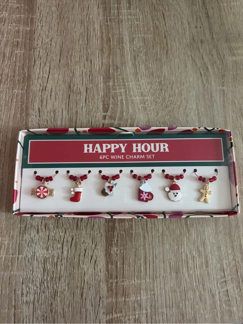 Happy Hour Red Holiday Wine Charm Set